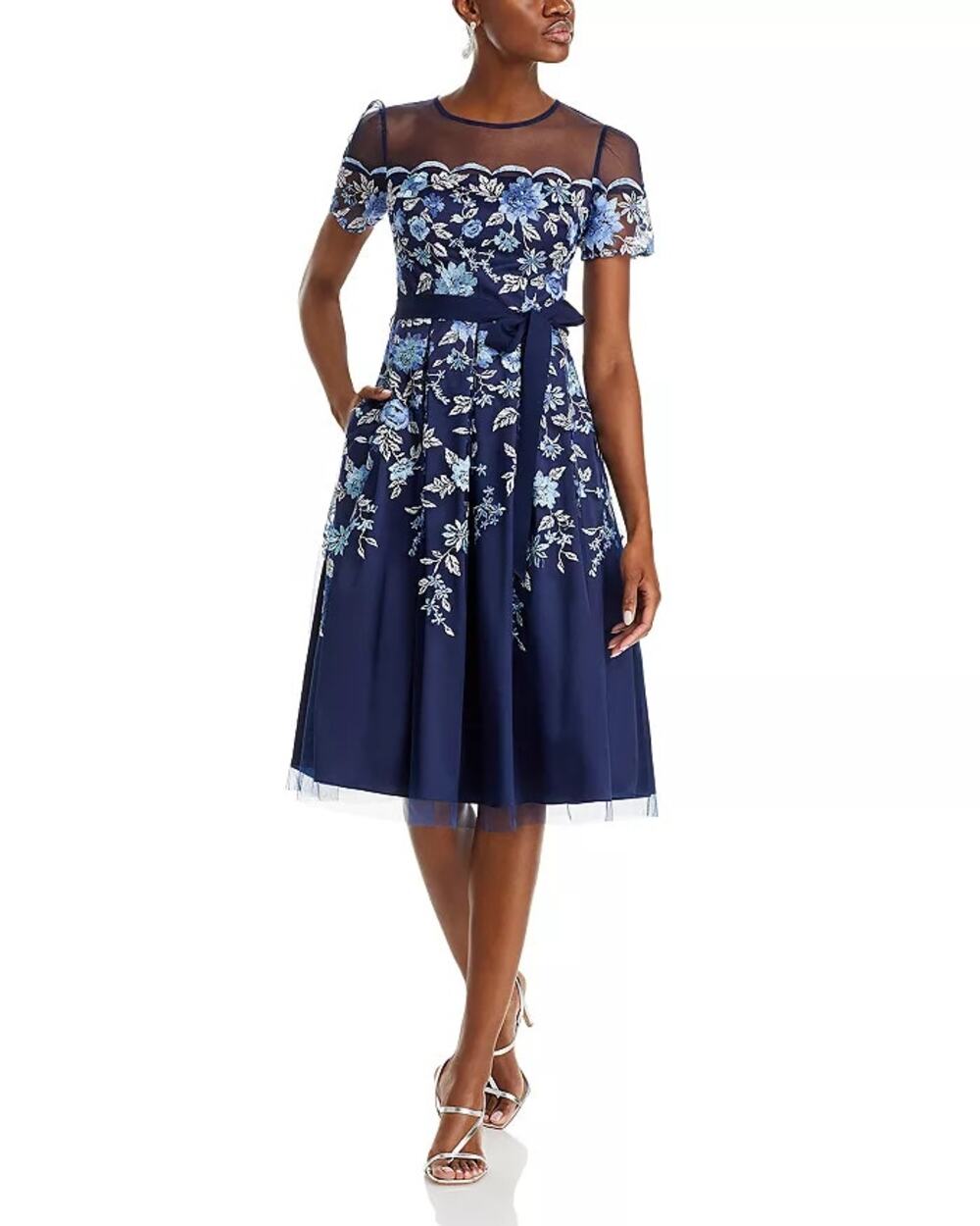 Eliza J Floral Illusion Neck Cocktail Dress 12 NWT
